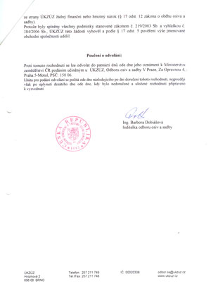 Cerifikát pověřené laboratoře